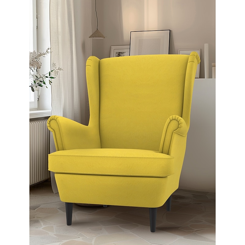 Velvet Wing Chair Cover Solid Color Quilted Slipcovers STANDcover LITB PRIME cover