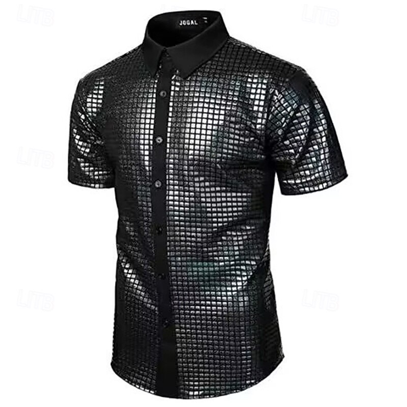 Men's Shirt Summer Shirt Casual Shirt Button Up Shirt Black Yellow Pink Red Royal Blue Short Sleeve Plain Lapel Vacation Prom Clothing Apparel Polyester Fashion Casual Comfortable4