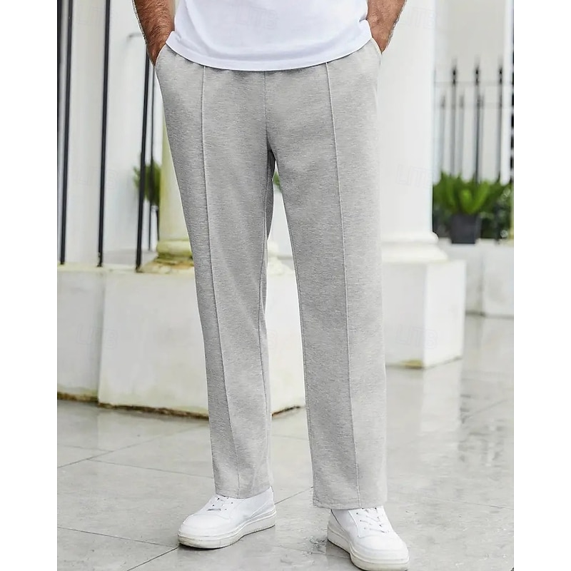 Men's Athletic Pants Wide Leg Sweatpants Trousers Pocket Drawstring Elastic Waist Plain Comfort Sports Outdoor Daily Fashion Casual Light Grey Dark Gray Micro-elastic