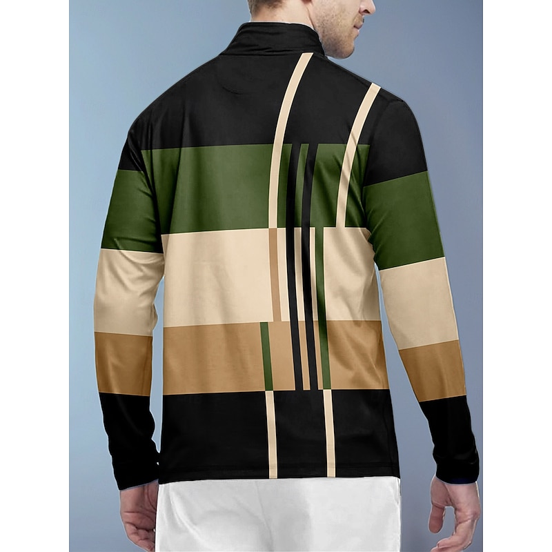 Men's Golf Polo Shirt Army Green Long Sleeve Top Golf Attire Clothes Outfits Wear Apparel3