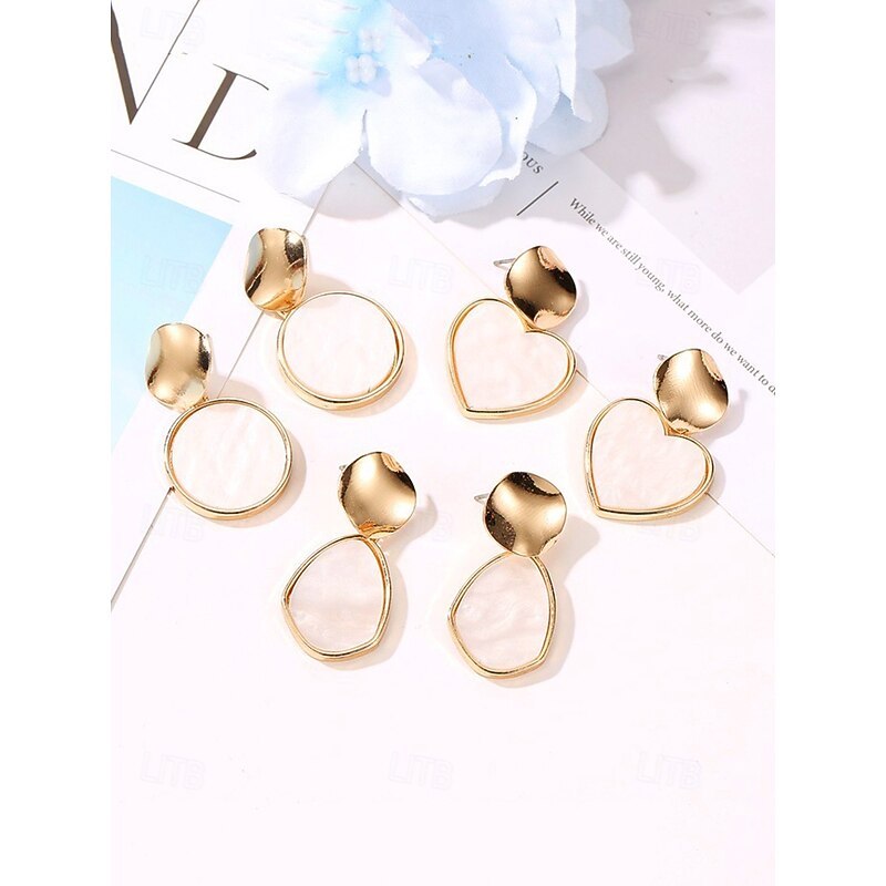 Women's Elegant Gold Plated Pearl Stud Earrings with Heart and Round Shapes | Perfect for Everyday Wear and Special Occasions4