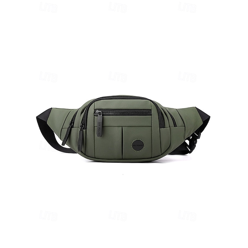 Men's Green Fanny Pack Waist Bag with Adjustable Strap, Multiple Zipper Pockets, and Compact Design – Ideal for Travel, Outdoor Activities, and Everyday Use2