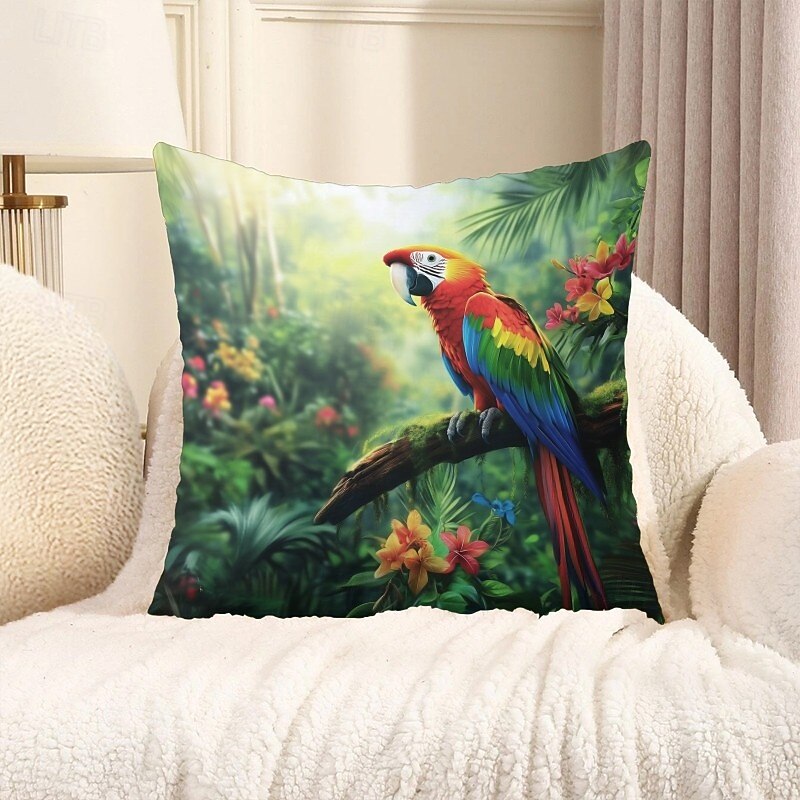 Tropical Birds Decorative Toss Pillows Cover 1PC Soft Square Cushion Case Pillowcase for Bedroom Livingroom Sofa Couch Chair4