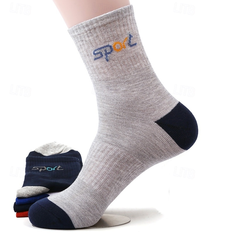 Men's 4 Pairs Multi Packs Socks Crew Socks Running Socks Casual Socks Black White Color Color Block Plain Vacation Sports & Outdoor Daily Basic Medium Spring Fall Fashion Casual4
