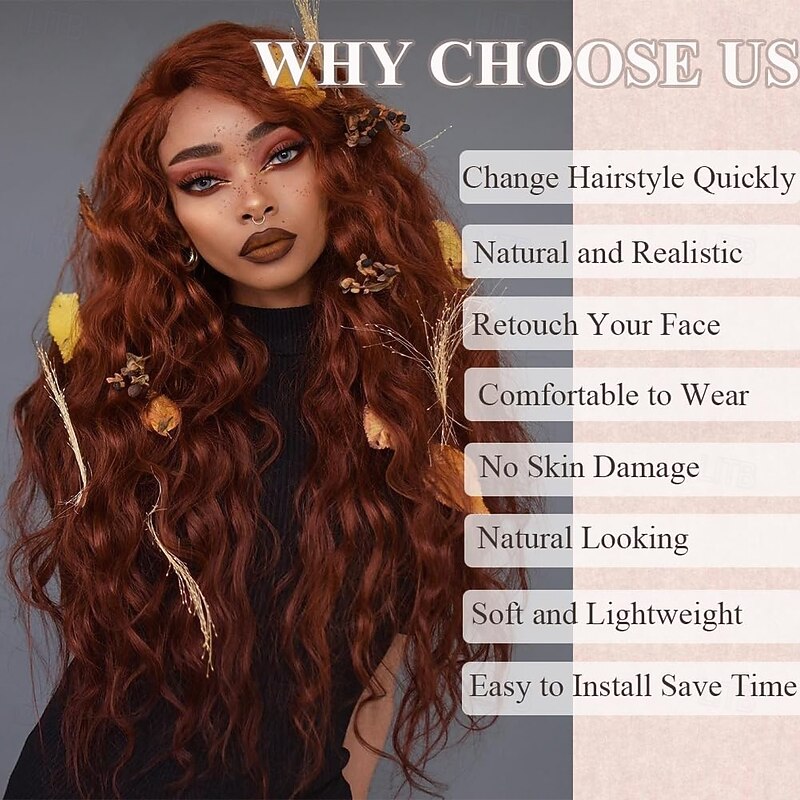 Long Wavy Wigs for Women Middle Part Synthetic Party Wigs for Women Daily Use Cosplay Wigs2