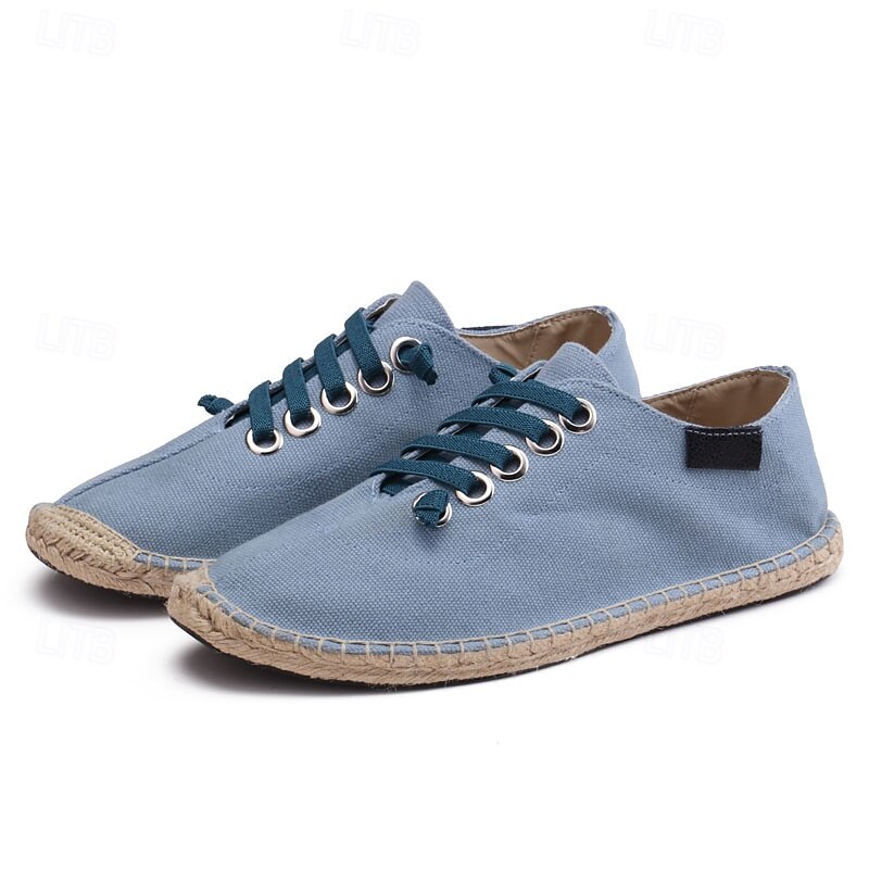 Men's Casual  Espadrille Sneakers, Lightweight Lace-Up Shoes with Jute Sole, Stylish Summer Footwear for Everyday Wear and Outdoor Activities3