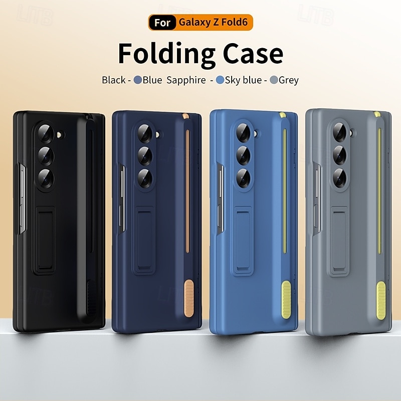 Phone Case For Samsung Galaxy Z Fold 7 Z Fold 6 Z Fold 5 Z Fold 4 Z Fold 3 Back Cover with Stand Holder Shockproof Retro TPU Silicone