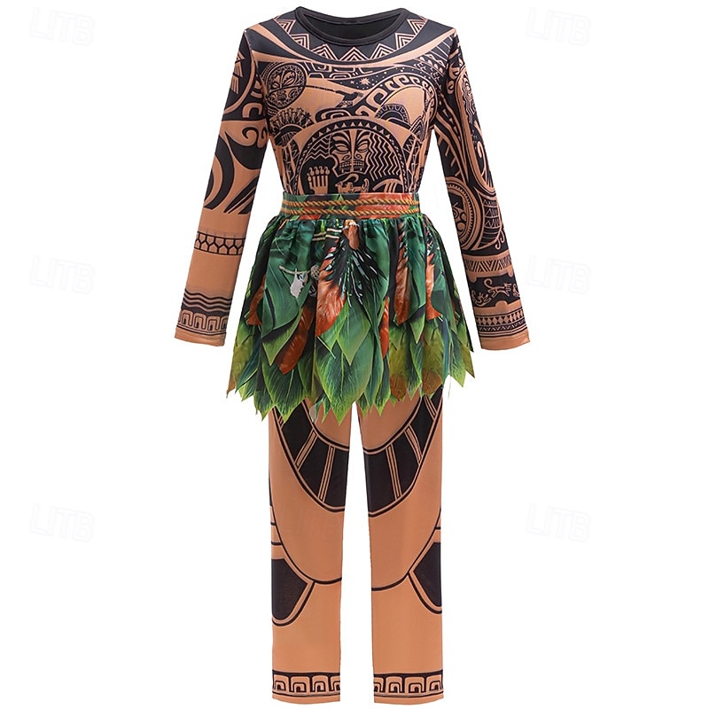 Moana Maui Costume Skin Suit Bodysuits Movie TV Theme Costumes Movie Cosplay for Boys Kid's Carnival Children's Day World Book Day Performance Party