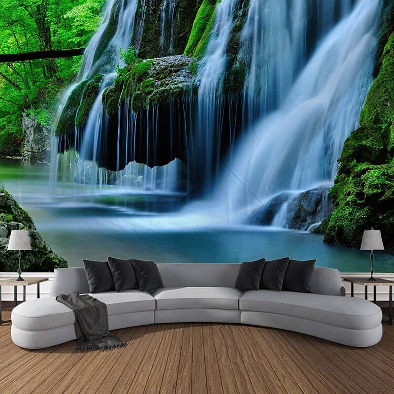 Nature Waterfall Hanging Tapestry Wall Art Large Tapestry Mural Decor Photograph Backdrop Blanket Curtain Home Bedroom Living Room Decoration4