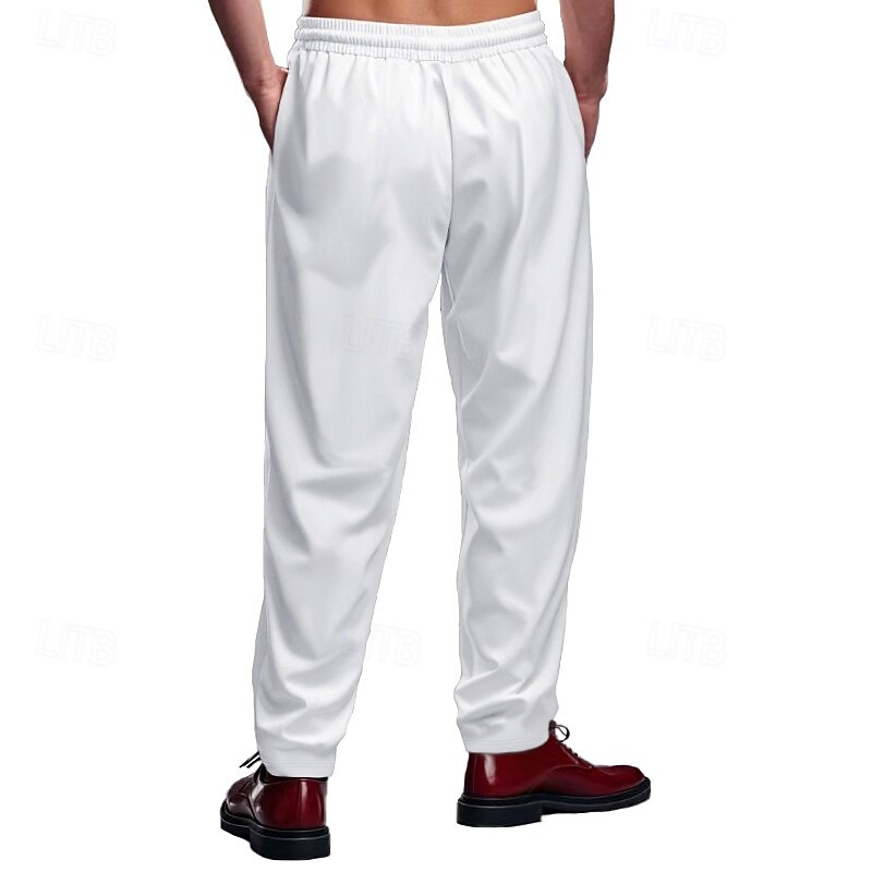 Men's Sweatpants Trousers Casual Pants Pleated Pants Pocket Drawstring Elastic Waist Plain Comfort Soft Full Length Sports Outdoor Business Daily Fashion Streetwear Black White4