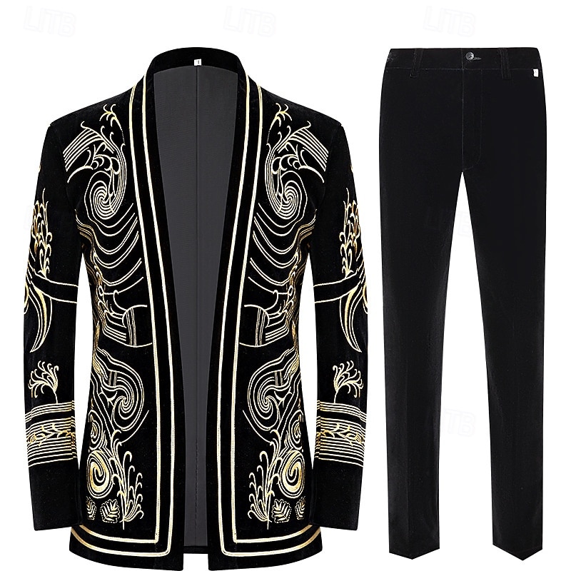 Retro Vintage Roaring 20s 1920s Outfits Suits & Blazers The Great Gatsby Gentleman Fancy Dress Men's Masquerade Party Event / Party Bachelorette Party Adults' Coat Pants All Seasons