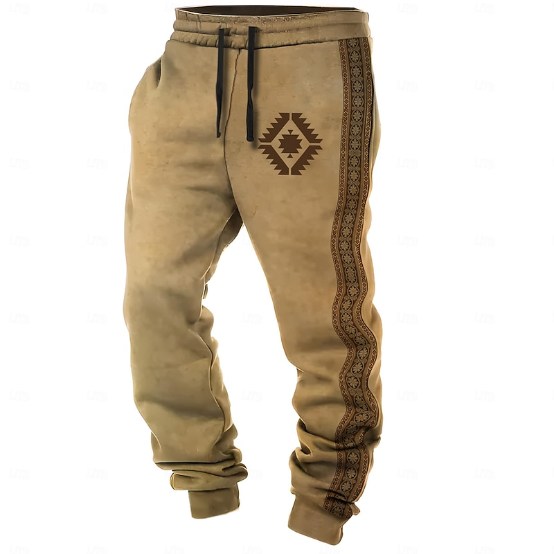 Men's Aztec Geometric Pattern Ethnic Sweatpants Joggers Trousers Mid Waist Drawstring Elastic Waist Active Vintage Casual Outdoor Street Pocket Spring Fall 3D Print Black Red Blue2