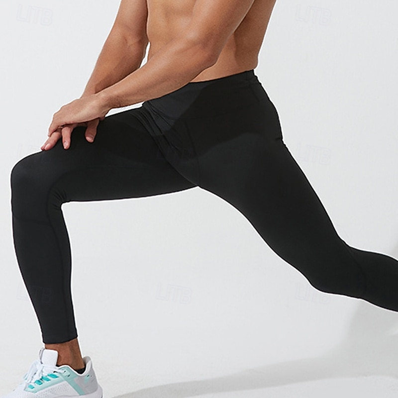Men's Running Tights Leggings Compression Tights Leggings Elastic Waistband Base Layer Outdoor Sports & Outdoor Athletic Fall Thermal Warm Quick Dry Soft Sweat wicking Power Flex Marathon Running2