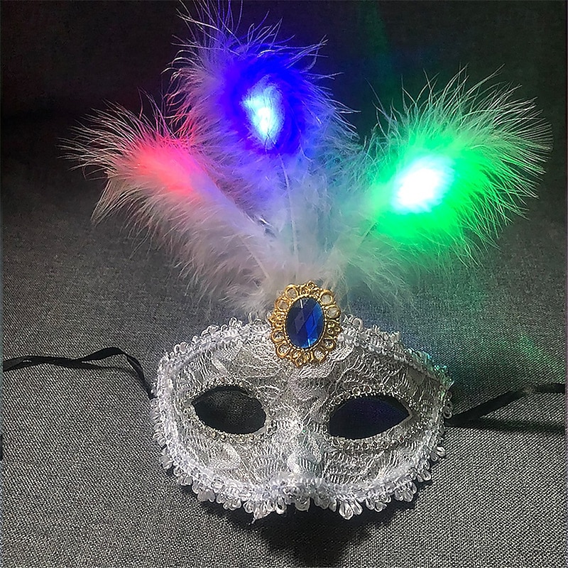 Carnival LED Feather Luminous Mask Half Face Princess Mask Eye Mask Festival Party Decoration Gift 1PC3