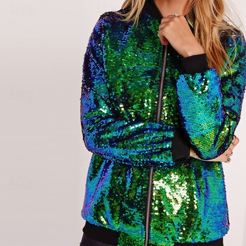 Retro Vintage 1980s Coat Sequins Solid Colored Fancy Dress Women's Halloween Masquerade Performance Pride Parade Pride Month Adults' Coat All Seasons4