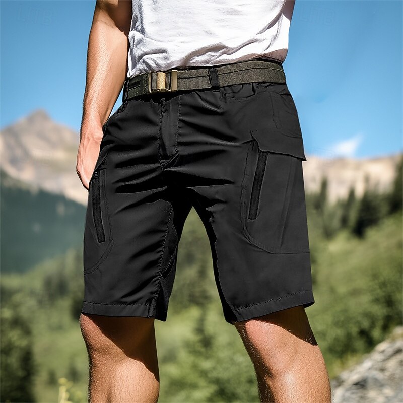 Men's Tactical Shorts Cargo Shorts Shorts Hiking Shorts Elastic Waist Zipper Pocket Plain Waterproof Quick Dry Outdoor Daily Camping & Hiking Sports Fashion Black Green2