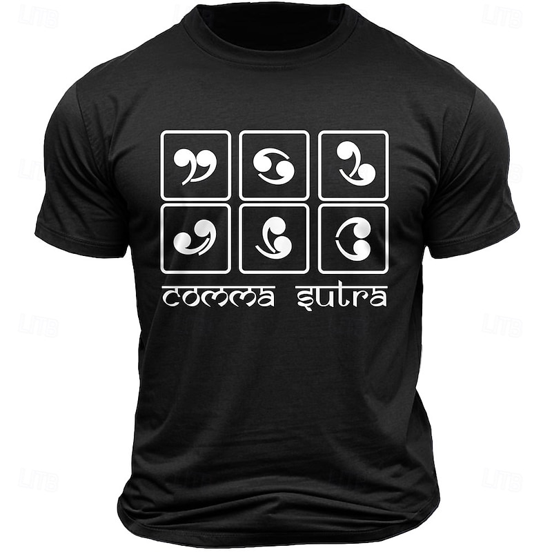 Men's Funny Comma Sutra T Shirt Tee Top 100% Cotton Short Sleeve Graphic Shirt Black Army Green Dark Blue Comfortable Tee Vacation Street Fashion Designer Clothing3