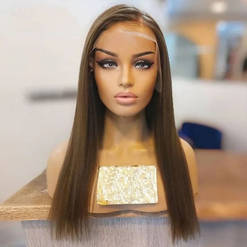 Human Hair 5x5 Closure 13x4 Lace Front Wig Free Part Brazilian Hair Straight Light Brown Wig 130% 150% Density with Baby Hair 100% Virgin Glueless Pre-Plucked For Women Long Human Hair Lace Wig3
