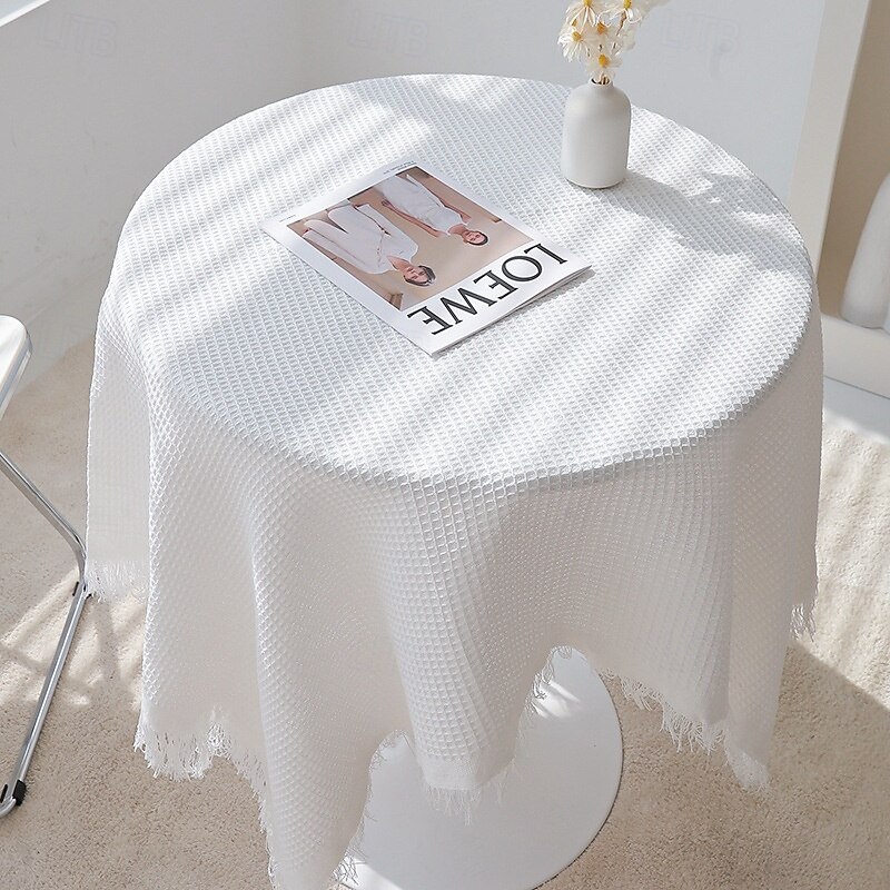 Waffle Weave Tablecloth Textured and Stylish Design Adds Elegance to Dining Tables Durable and Easy to Clean Perfect for Everyday Use or Special Occasions Enhances Your Home Decor with a Minimalist To