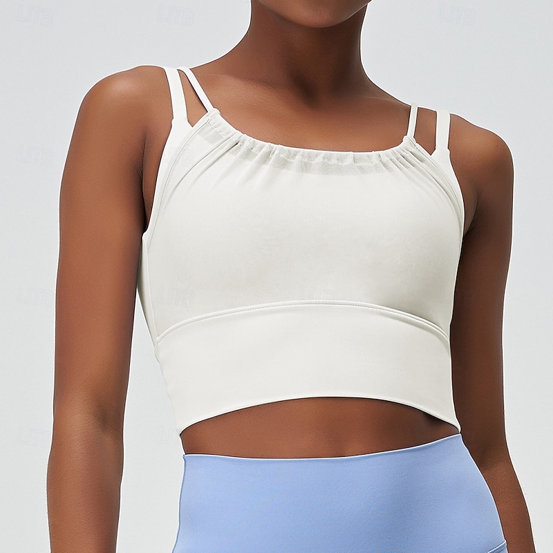 Women's Strap Tank Crew Neck Lightweight Comfortable Breathable Sporty Sleeveless Light Support Sports Solid Color Sports Bra Tank Top For Gym Workout Running Fitness Slim Activewear4