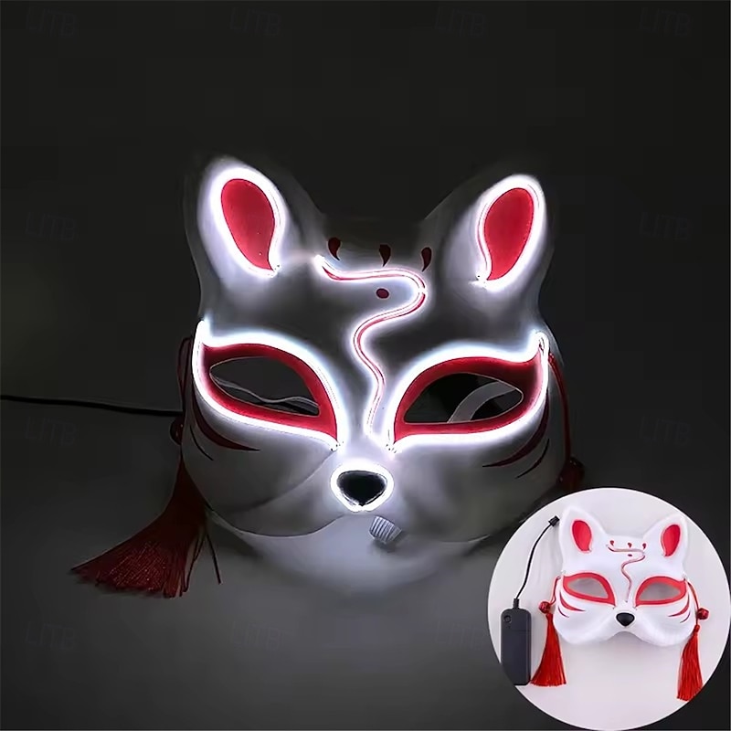 Carnival LED Fox Luminous Mask - Festival Party Light Up Decoration Prop, Internet Celebrity Live Streaming Gift AA Batteries Powered - 1PC2