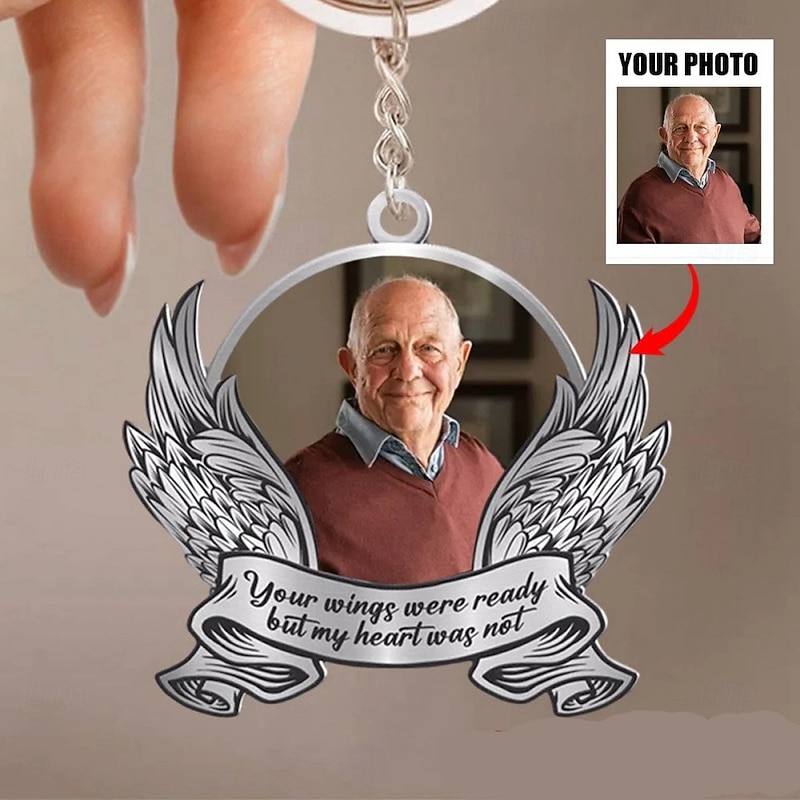 Personalized Acrylic Memorial Photo Keychain, Custom Keychain Sympathy Keepsake for Loss of Loved One,Memorial Gifts Remembrance Decoration - Bereavement Condolences Gifts