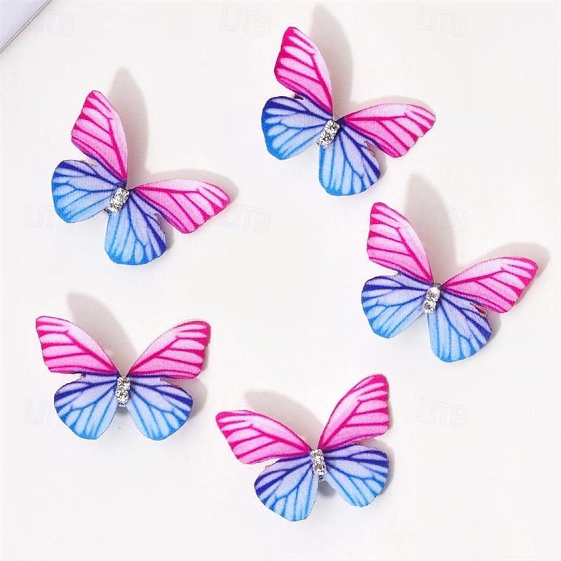 5 Pieces Kids Girls' Hair Accessories Active Sweet Party Birthday Butterfly Yellow Pink4