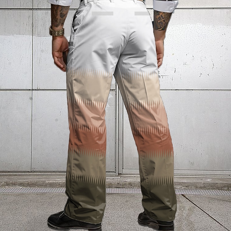 Men's Color Block Gradient Color Trousers Dress Pants Mid Waist Casual Vintage Retro Holiday Streetwear Dads Day Gifts Flat-Front Straight Leg Trousers Summer Spring Fall 3D Print Red Blue Gray4
