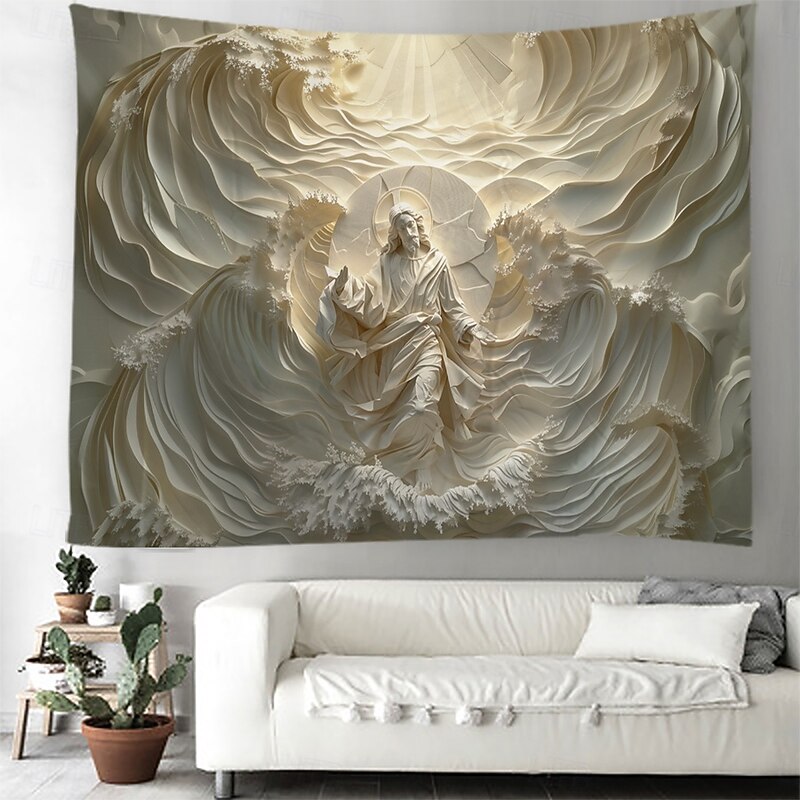 Jesus Hanging Tapestry Optical Illusion Wall Art Large Tapestry Mural Decor Photograph Backdrop Blanket Curtain Home Bedroom Living Room Decoration4