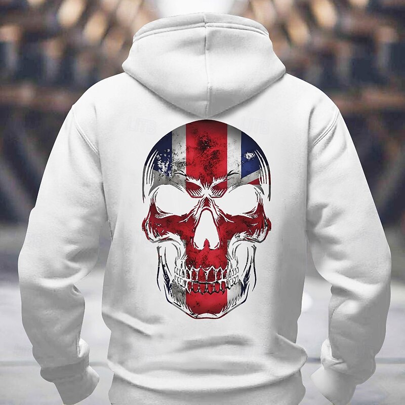 Men's Skull UK Hoodies Sweatshirt Fashion Long Sleeve Crew Neck Holiday Streetwear Black White Drawstring Fall Winter Designer4