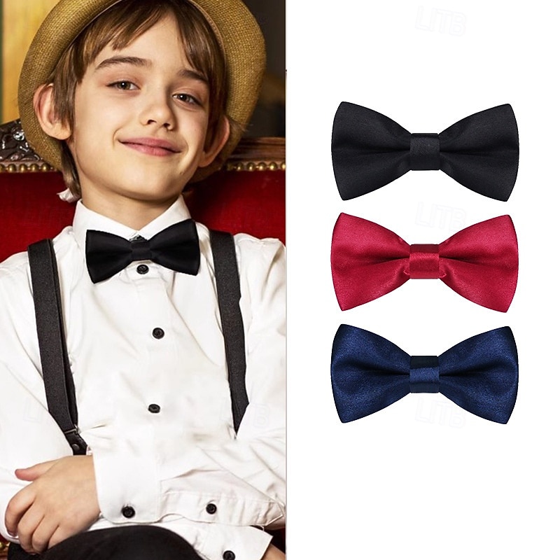 Kids Boys Girls' Ties & Bows Active Basic Party Birthday Solid Color Silver Apple Green