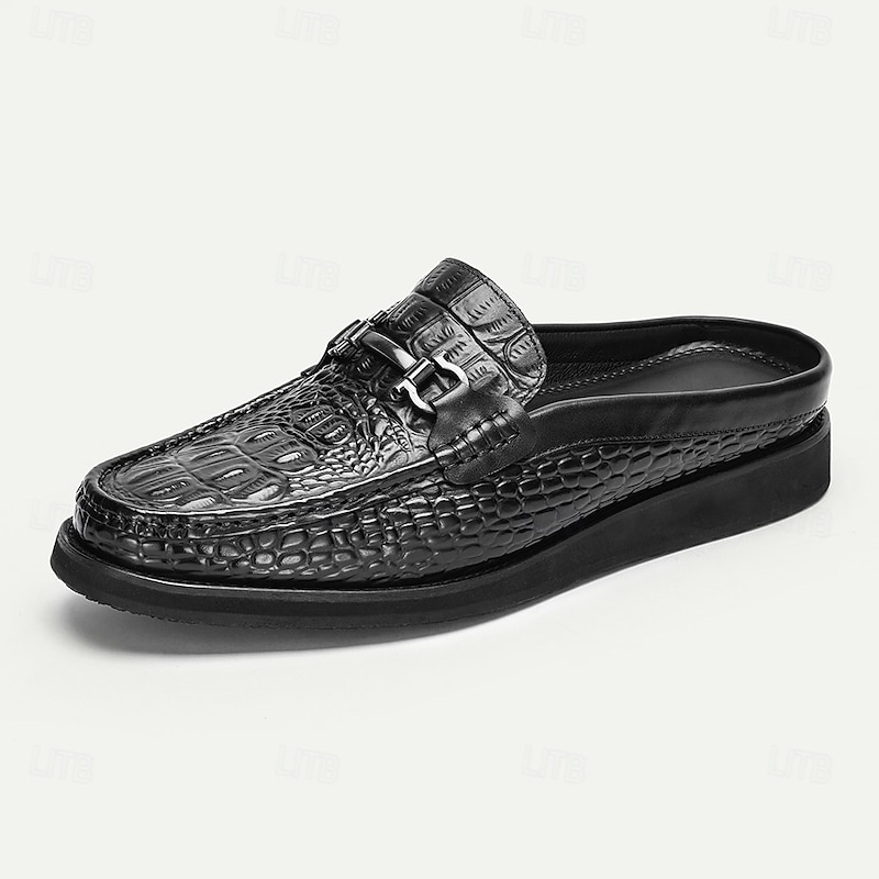 Stylish and Casual Men's Crocodile Embossed Leather Mules | Perfect for Casual and Business Casual3