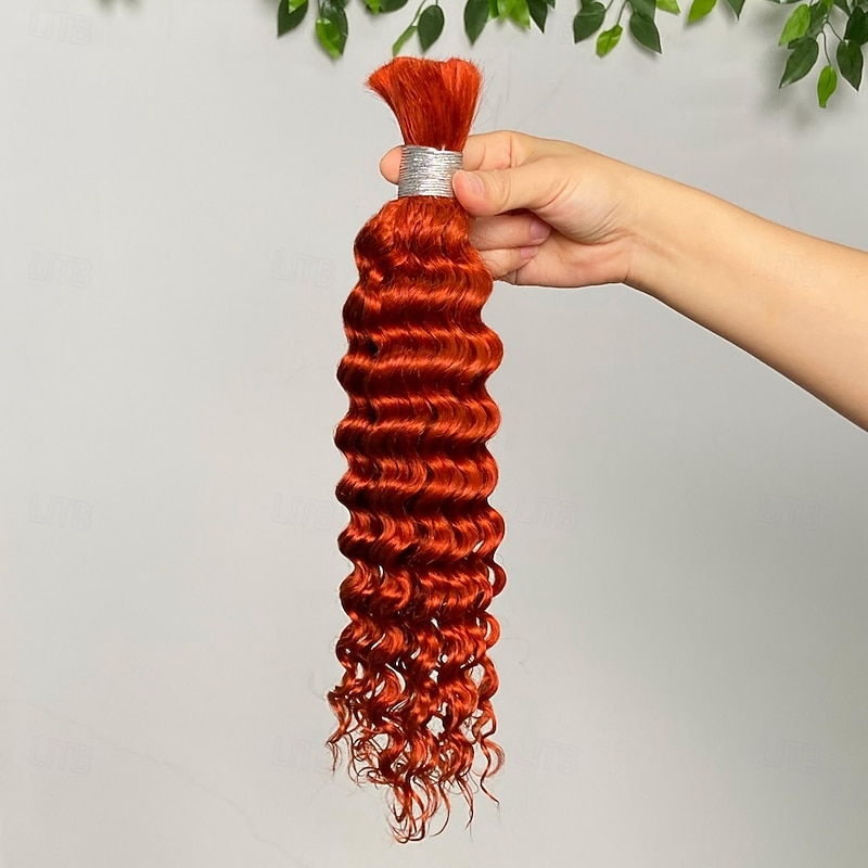 Ginger# Bulk Hair  Human Hair Extension Deep Wave 1 Bundle Human Hair 12-28 Inch2