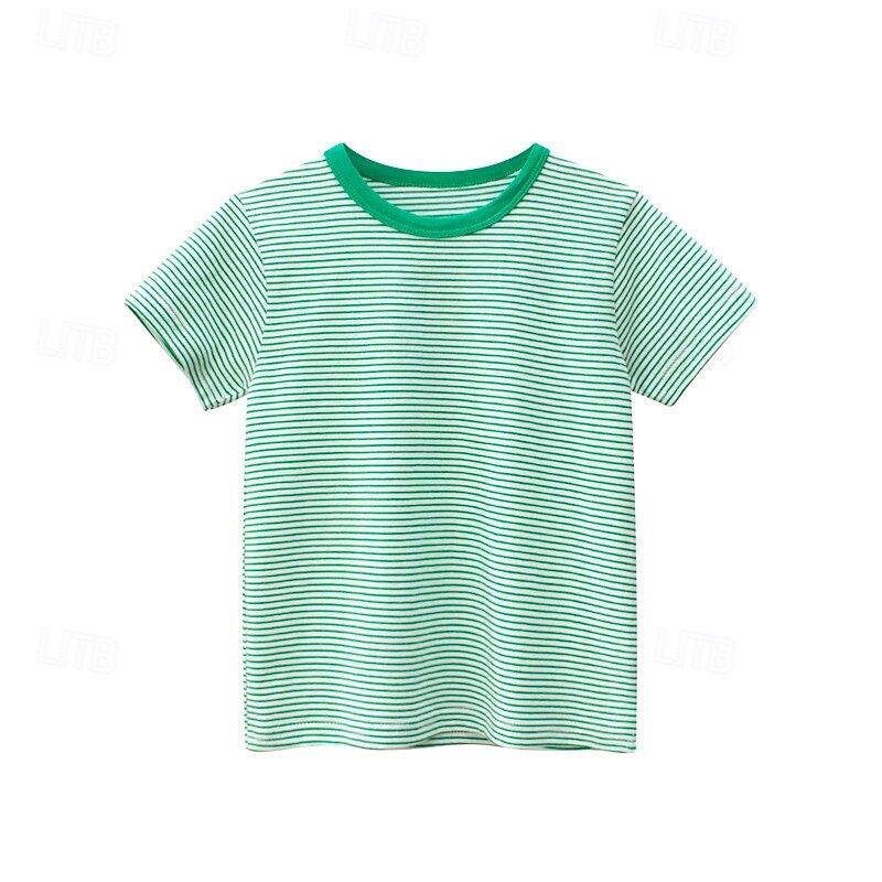 Multi Packs 3pcs Boys Crew Neck Short Sleeves T Shirt Tee Top Stripes Vacation Daily Wear 100% Cotton Spring & Summer4