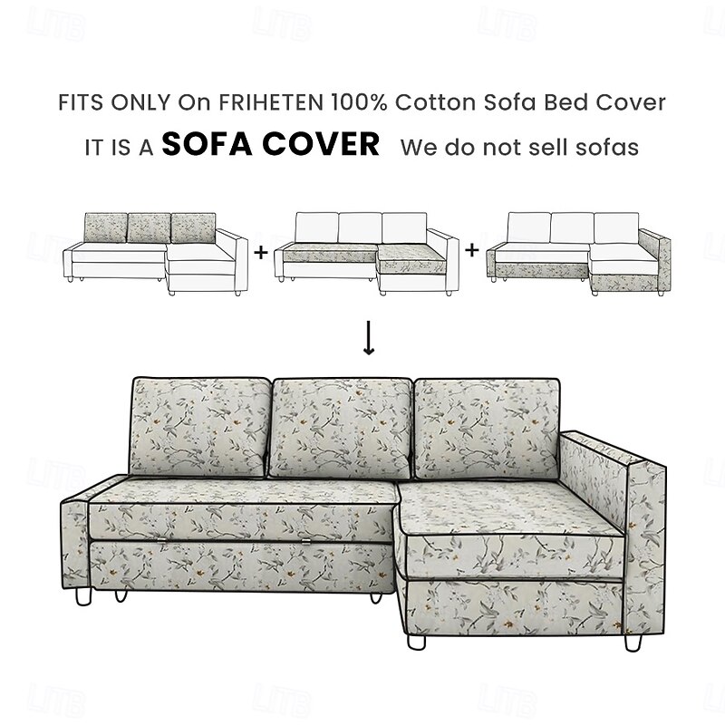 100% Cotton Sofa Bed Cover Floral Quilted Colored Cotton Slipcovers with Armrest  FRIHETcover LITB PRIME cover2