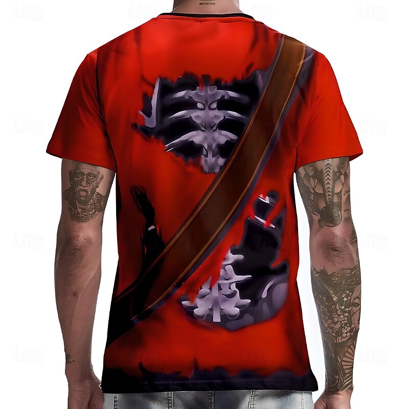 Men's Pirate Tuxedo T Shirt Short Sleeve T shirt 3D Print Crew Neck Shirt Exaggerated Designer Party Holiday Club Red Summer Spring Clothing Apparel S M L XL XXL XXXL3