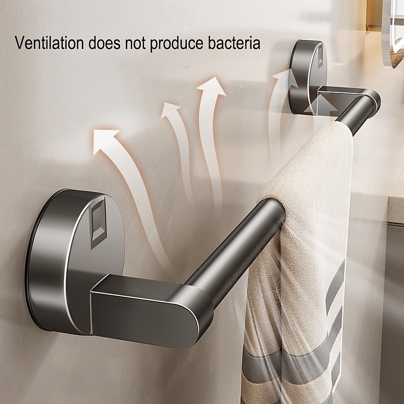 Suction Cup Towel Rack Bathroom No Punching Bathroom Towel Pole Bath Towel Wall Mounted Storage Rack Storage Rack4