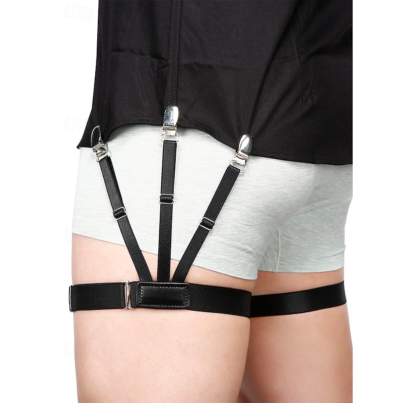 Men's Adjustable Shirt Stays with Non-Slip Clips, Elastic Garter Style Shirt Holder for Business, Formal Wear, and Daily Use