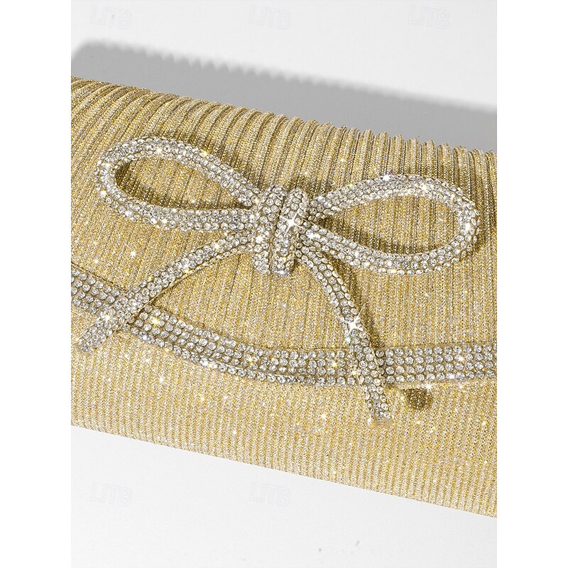 Blue Glitter Clutch Purse with Rhinestone Bow Accent, Elegant Evening Bag for Women, Perfect for Weddings, Parties, and Formal Events Silver Black Blue4