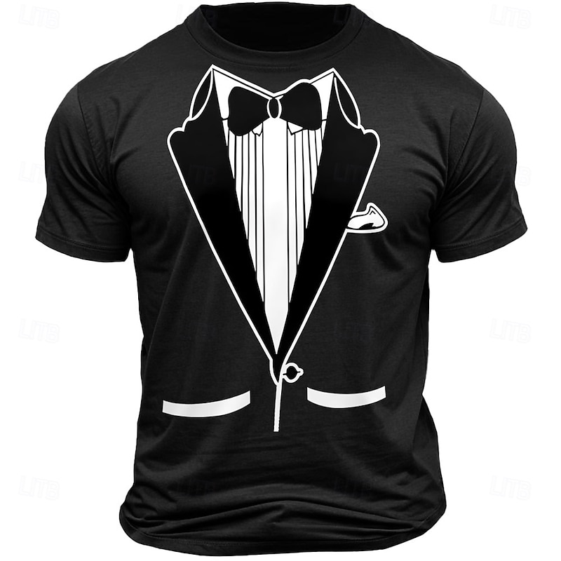 Men's Funny Tuxedo Graphic Short Sleeve T-Shirt in Black2