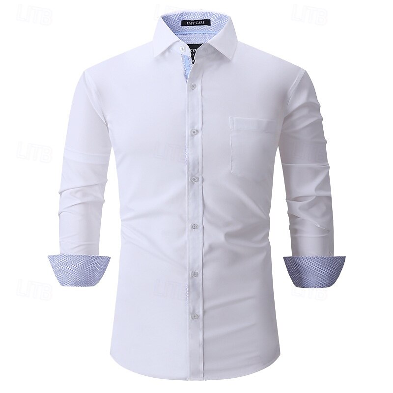 Men's Shirt Dress Shirt Button Up Shirt Plain Wedding Party Black White Pink Wine Long Sleeve Lapel Spring &  Fall Clothing Apparel2