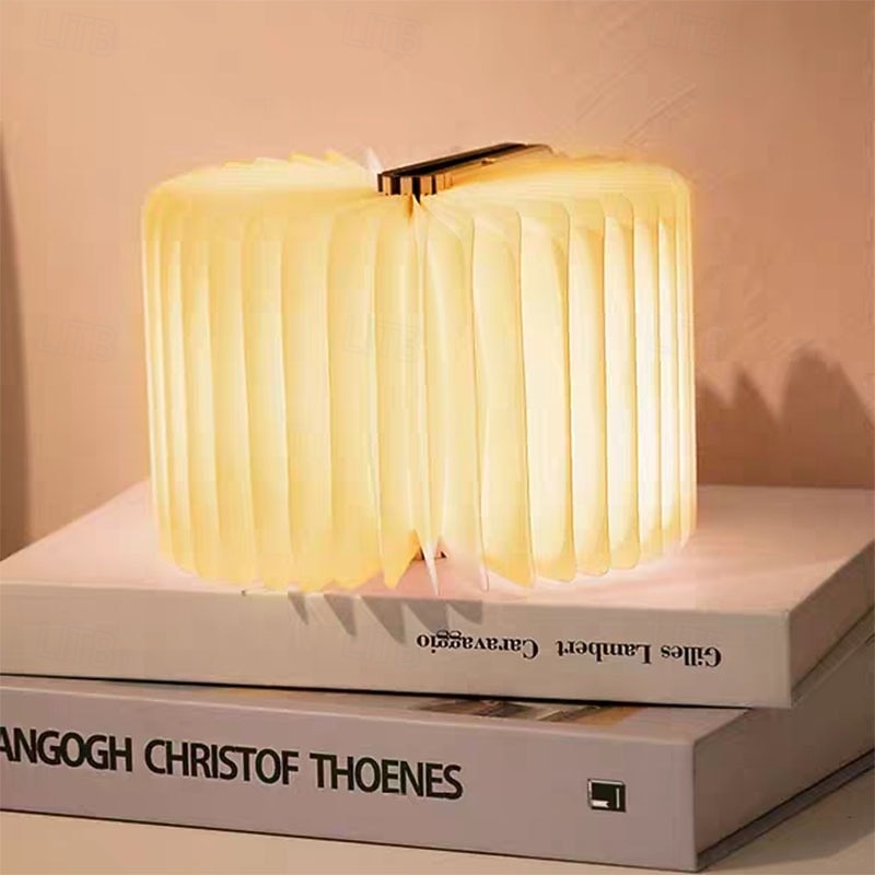 Wooden Folding Book Lamp Foldable LED Book Light 3-Light-Color Bedside Night Light for Home4