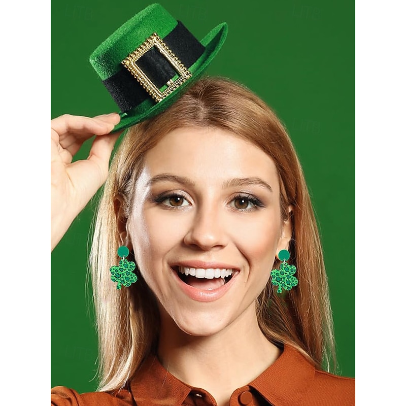 Glitter Shamrock Drop Earrings – Festive St. Patrick's Day Jewelry for Women, Lightweight Dangle Design for Celebrations and Everyday Wear4