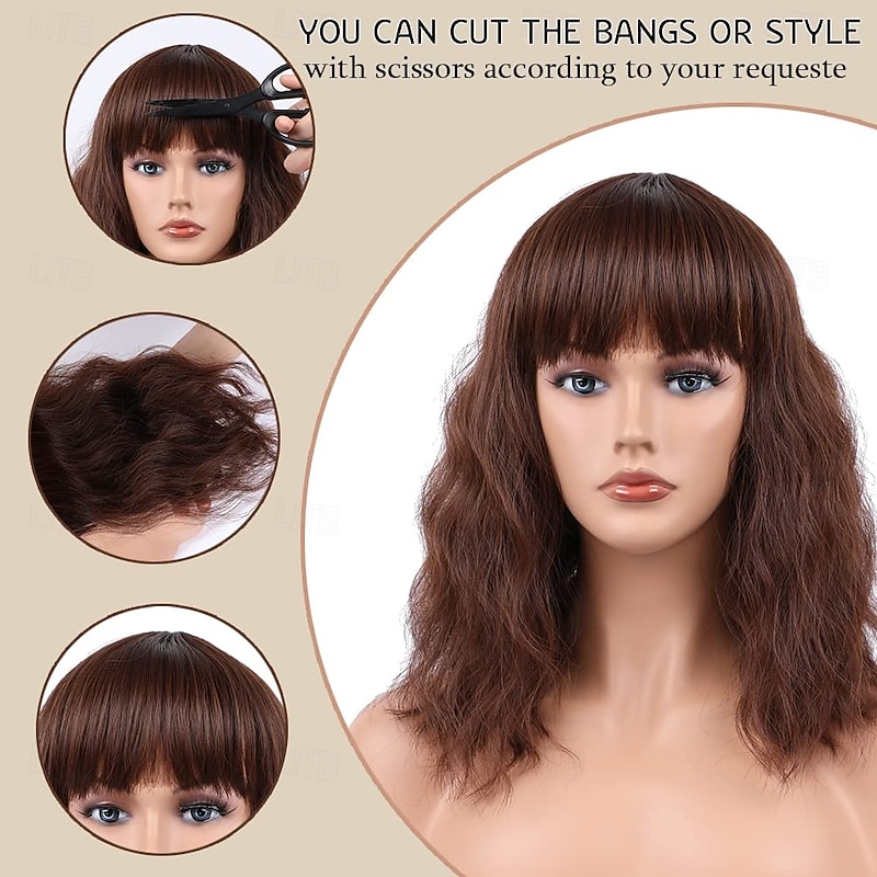 Wavy Wig Short Bob Curly Shoulder Length Synthetic Colorful Cosplay4