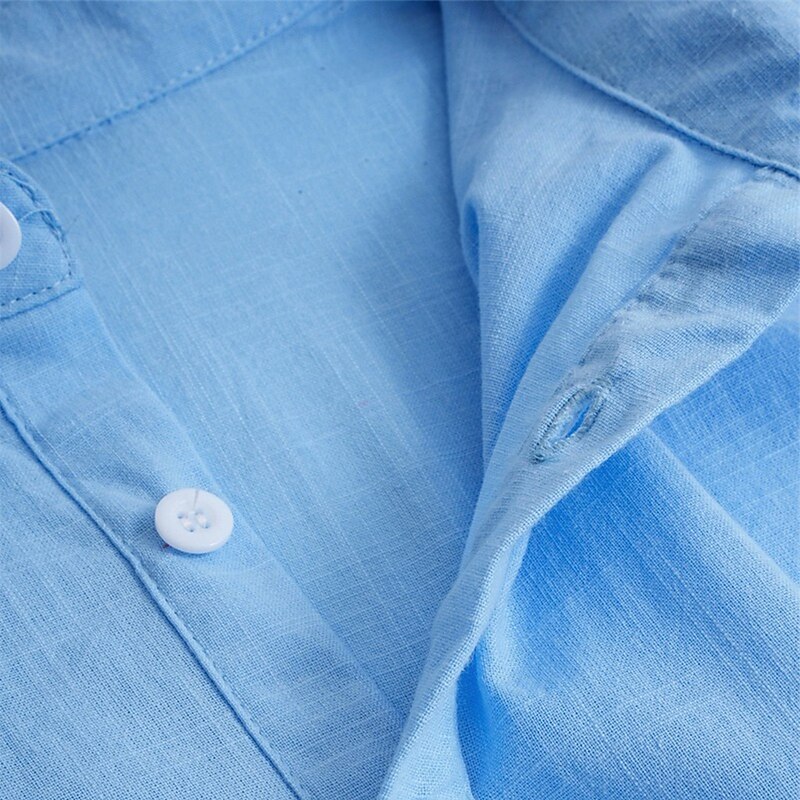 Men's Shirt Linen Shirt Summer Shirt Plain Home Casual Black White Light Green Khaki Long Sleeve Lapel Spring & Summer Clothing Apparel2