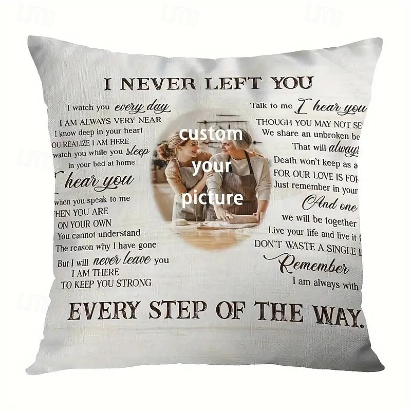 Custom Memorial Pillow Cover Photo Cushion Cover Throw Pillow Sympathy Gift Personalized Memorial Gifts I Never Left You