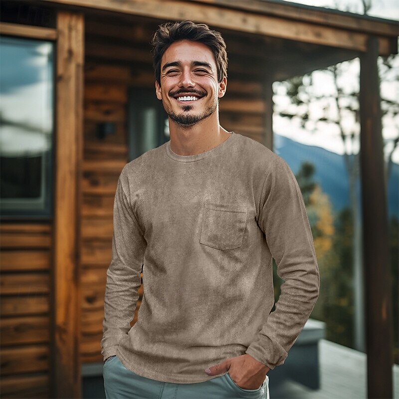 Men's T Shirt Long Sleeve Crew Neck Spring Fall Winter Tie Dye Ugly Active Vintage Crewneck Tie Dye Outdoor Causal Casual Black Green khaki Top Tee for Men2