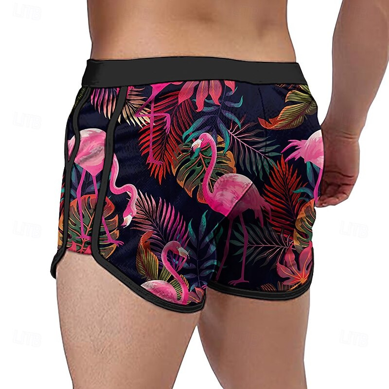 Men's Animal Flamingo Tropical Swim Trunks Swim Shorts Board Shorts Mid Waist Fashion Designer Surfing Holiday Beach Drawstring Pocket Elastic Waist Designer Clothing Apparel4