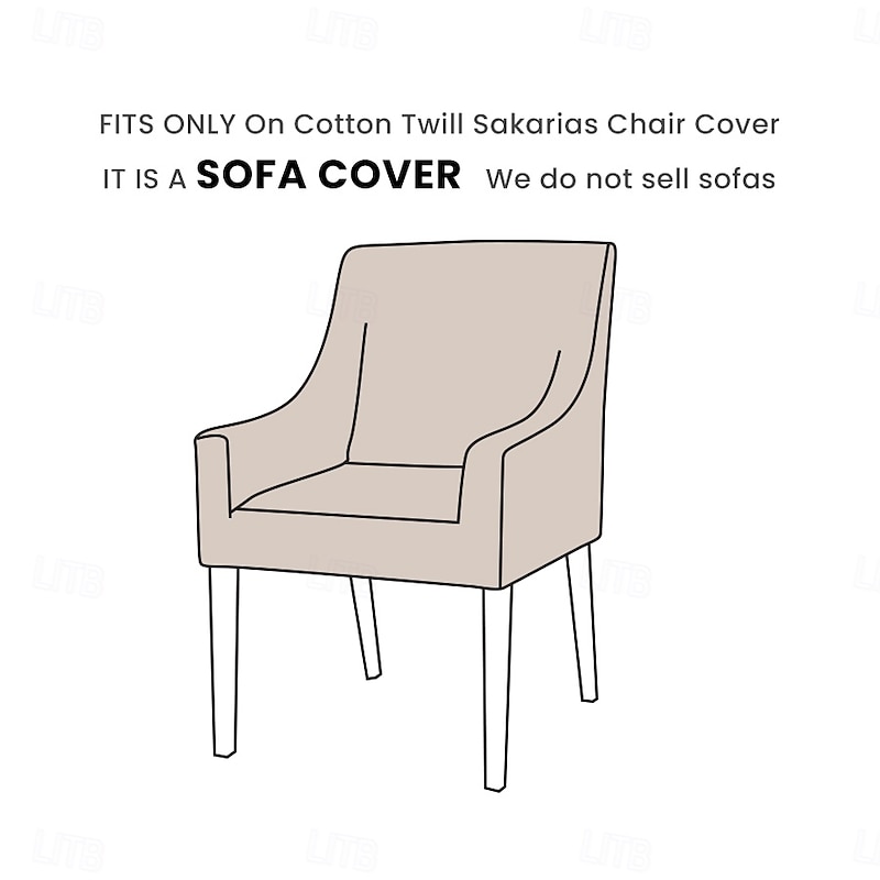Cotton Twill Sakarias Chair Cover with Armrests Regular Fit Machine Washable SAKcover LITB PRIME cover2