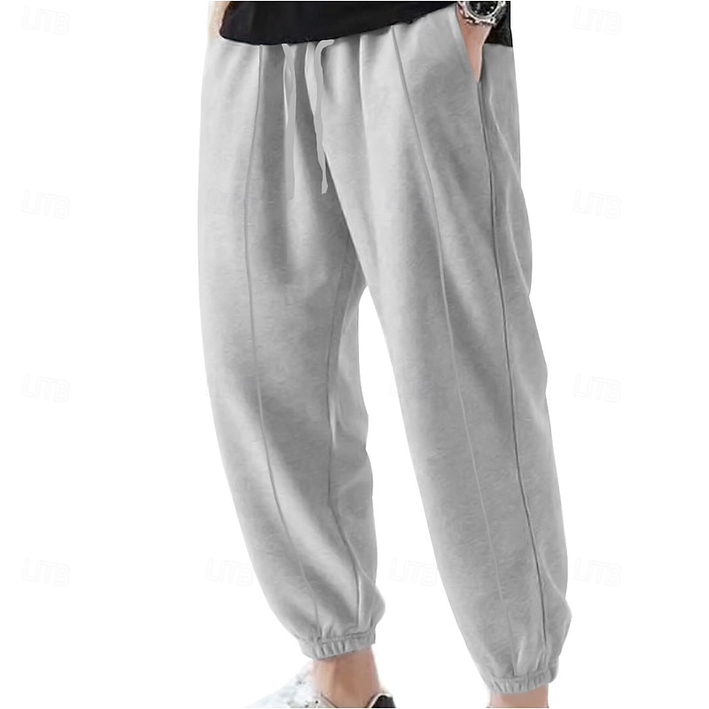Men's Sweatpants Joggers Trousers Casual Pants Drawstring Elastic Waist Pleats Plain Comfort Soft Full Length Outdoor Daily Gym Sports Fashion Black Navy Blue3